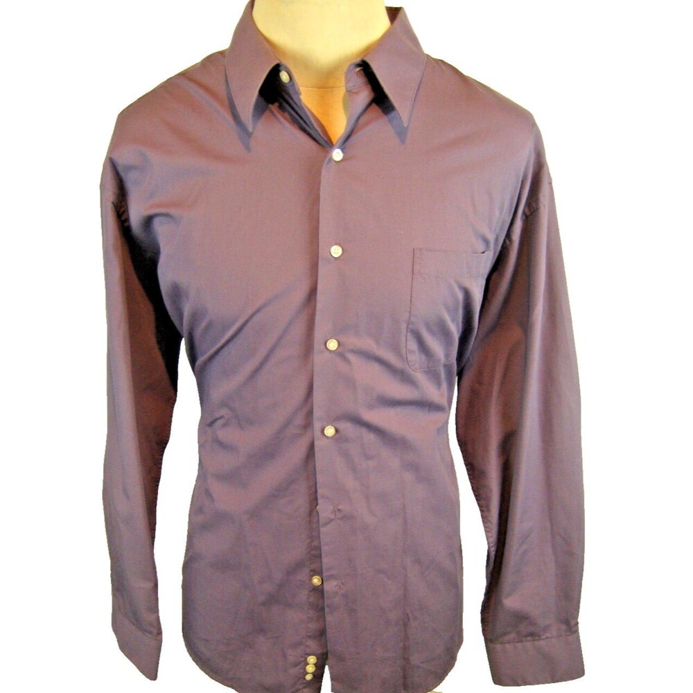 Mens Croft & Barrow Gray LS Cotton Blend Casual Shirt sz 17.5x34/35